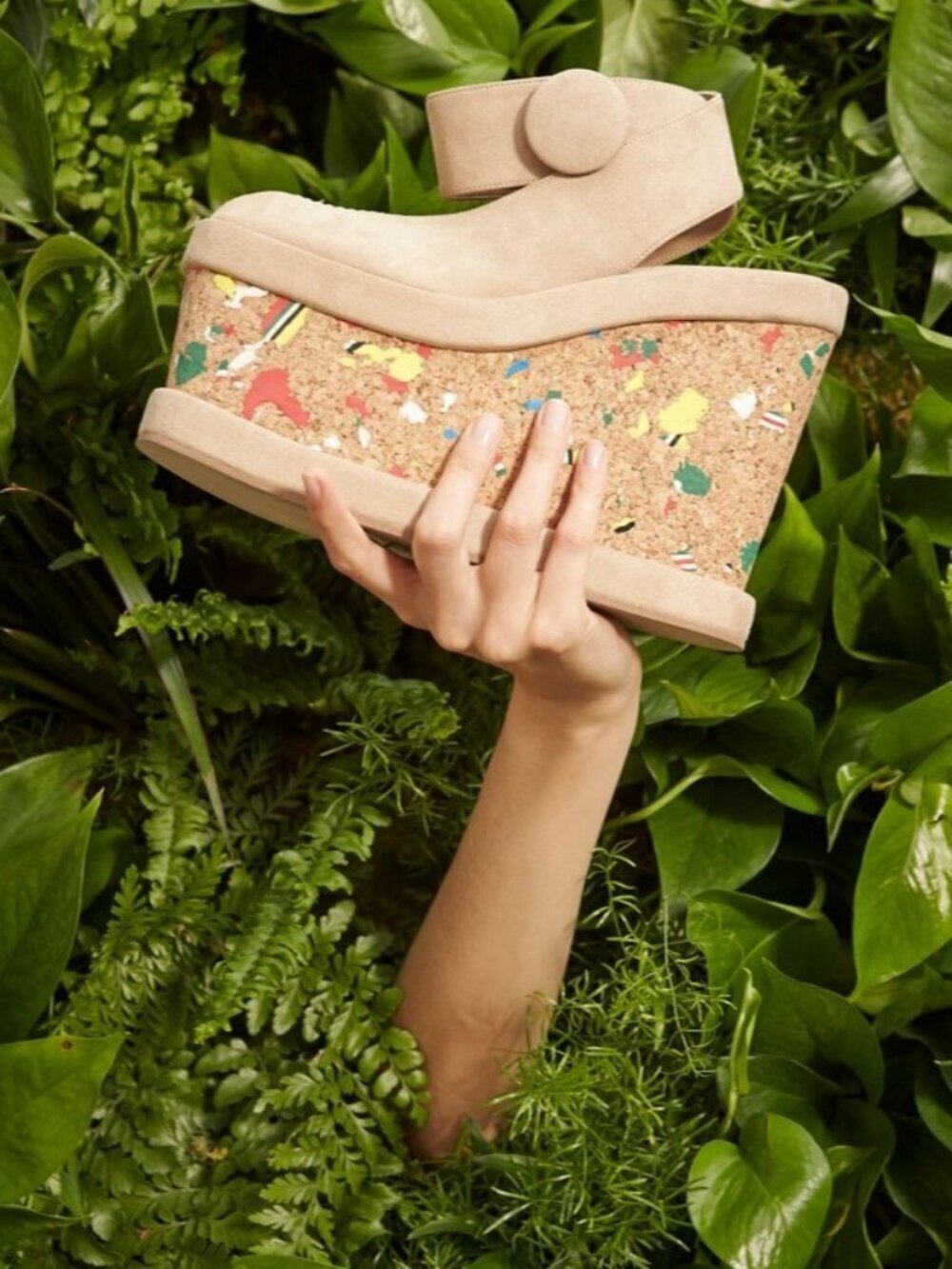Stella McCartney Elyse Wedge Sandals Confetti Cork 39